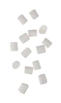 Heap of delicious marshmallows isolated on white background