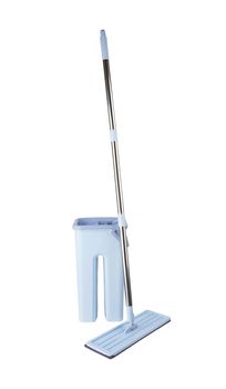 Blue plastic mop isolated on white background