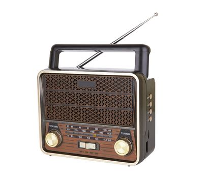 Radio retro portable receiver vintage object isolated white background