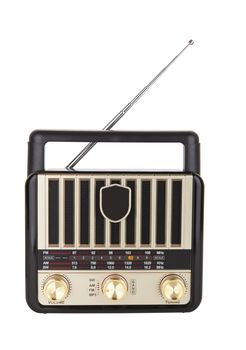 Radio retro portable receiver vintage object isolated white background