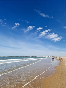 El Puerto de Santa Maria, Cadiz, Spain - September 7th, 2022. Valdelagrana beach, in El Puerto de Santa Maria, Cadiz, Spain