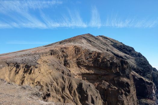 View of the red mountains against the blue sky