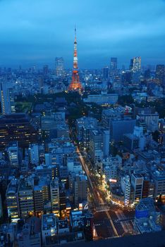 a famous landmark of tokyo tower at night 