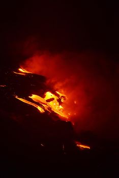 Lava flow at night from Big Island, Hawaii