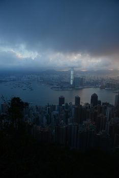 Hong kong sunrise scene from the peak