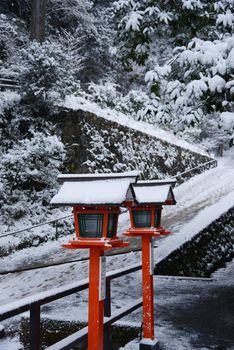 Kifune Shrine with winter snow