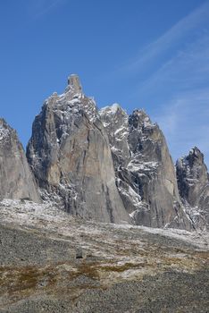 jagged mountains in tombstone territorial park in yukon, canada