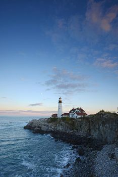 portland headlight in an evening during sunset