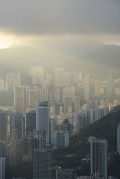 Hong kong sunrise scene from the peak