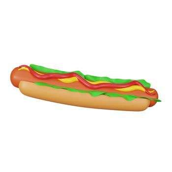 3d rendering of hot dog junk food icon