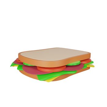 3d rendering of sandwich fast food icon