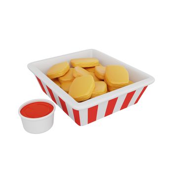 3d rendering of nuggets fast food icon
