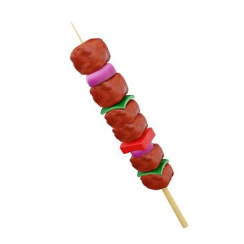 3d rendering of brochette meat fast food icon