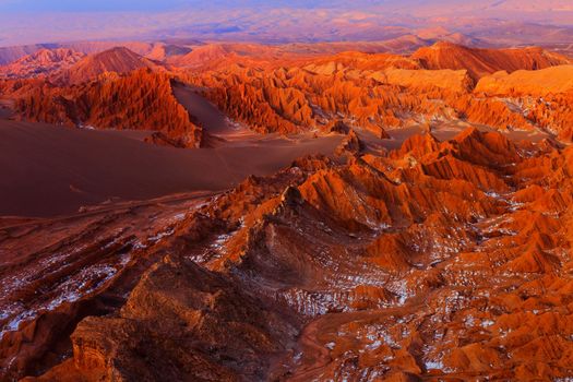 Valley of the Moon at Sunset, Atacama Desert dramatic landscape, Chile, South America