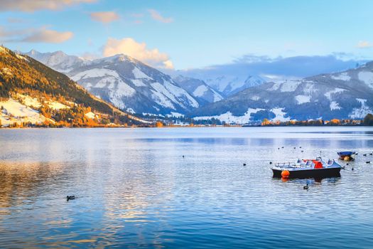 Zell am See and lake idyllic alpine landscape in Carinthia, Austria