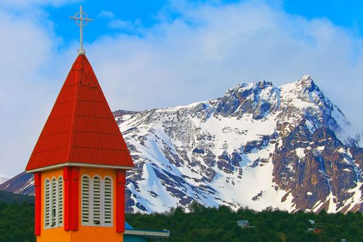 Beagle Channel in Tierra Del Fuego, Ushuaia cityscape, Argentina, South America