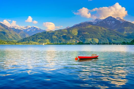 Zell am See and lake idyllic alpine landscape in Carinthia, Austria