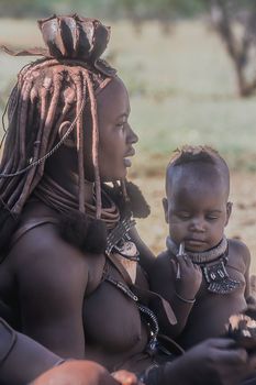 Himba People, Epupa Falls, Kunene, Kaokoland, Namibia, Africa