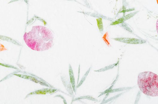 Mulberry paper with flowers texture background