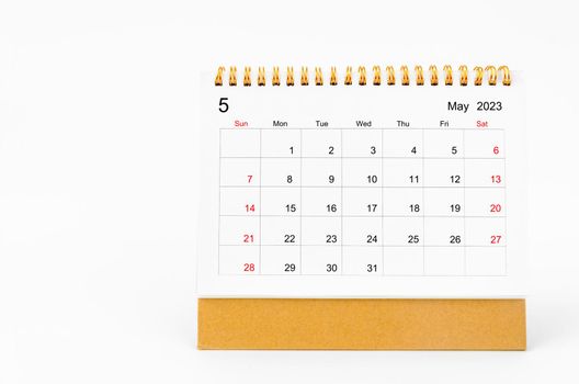 May 2023 Monthly desk calendar for 2023 year isolated on white background.