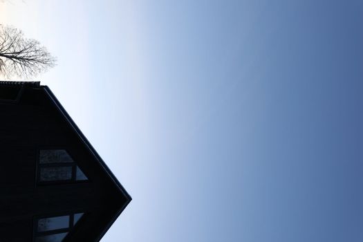 Barnhouse. Wooden secluded house in the Scandinavian and Finland modern style with large windows. Exterior, wooden walls