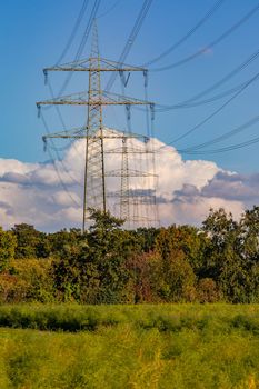 Power poles in rural area are necessary to overcome energy crisis by energy transition