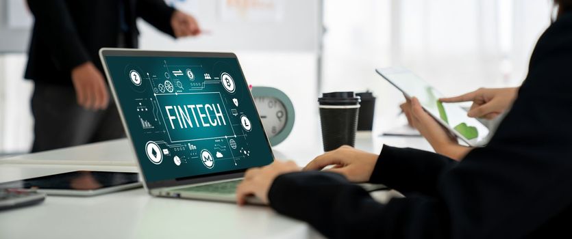 Fintech financial technology software for modish business to analyze marketing strategy