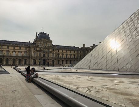 View from the outside of the Louvre in Paris. High quality photo