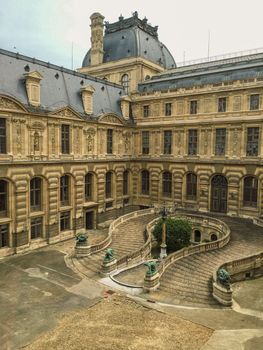 View from the outside of the Louvre in Paris. High quality photo