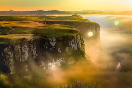 Canyon Fortaleza and jungle valley at sunny day, Rio Grande do Sul, Southern Brazil