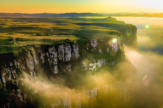 Canyon Fortaleza and jungle valley at sunny day, Rio Grande do Sul, Southern Brazil