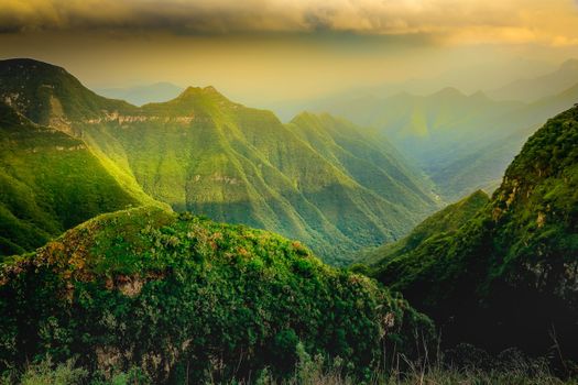 Canyon Montenegro and jungle valley at sunny day, Rio Grande do Sul, Southern Brazil