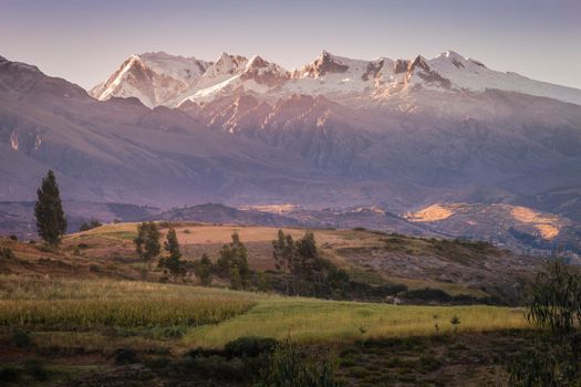 Huascaran Mountain massif in Cordillera Blanca, snowcapped Andes, Ancash, Peru, South America