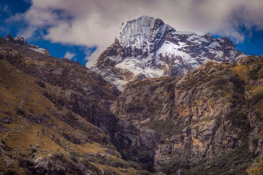 Huascaran Mountain massif in Cordillera Blanca, snowcapped Andes, Ancash, Peru, South America