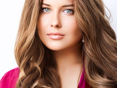 Hairstyle, beauty and hair care, beautiful woman with long natural brown hair, glamour portrait for hair salon and haircare brand