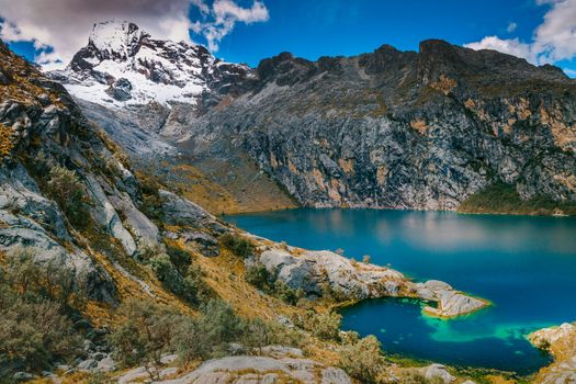 Laguna Churup and Cordillera Blanca, long exposure, Ancash Andes, Peru
