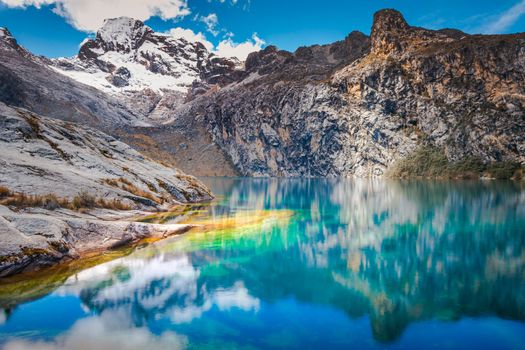 Laguna Churup and Cordillera Blanca, long exposure, Ancash Andes, Peru