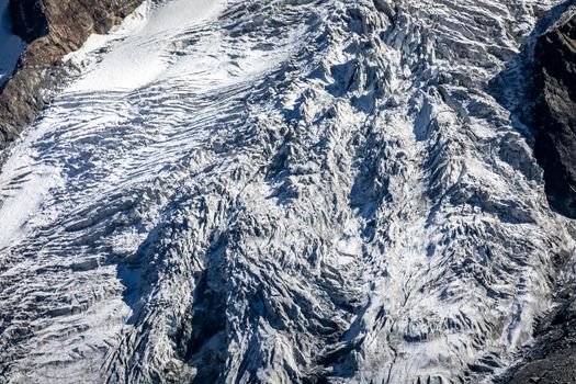 Close-up of Morteratsch glacier in the Bernina Masif, Swiss Alps, Engadine, Switzerland