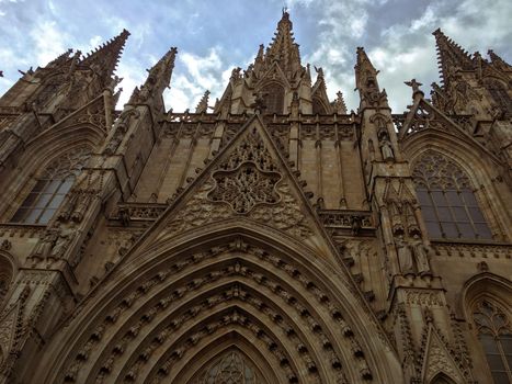 City street architecture in barcelona spain in summer. High quality photo