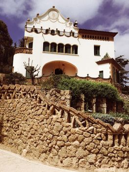 City street architecture in barcelona spain in summer. High quality photo