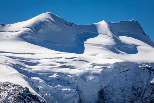 Bernina and Palu mountain range with glaciers in the Swiss Alps, Engadine, Switzerland