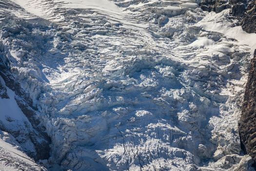 Close-up of Morteratsch glacier in the Bernina Masif, Swiss Alps, Engadine, Switzerland