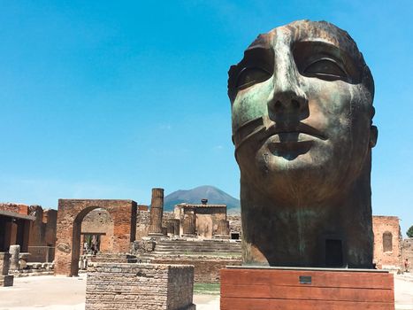 Views over bastille pompeii and mount vesuvius in naples italy. High quality photo