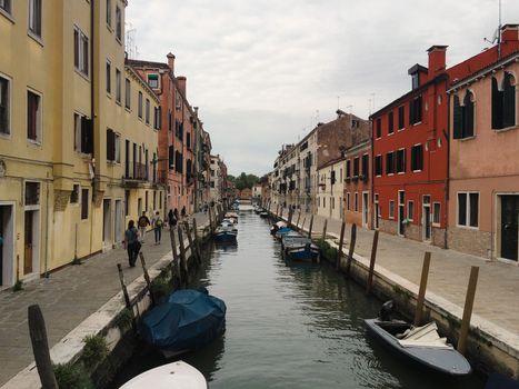 Views of the city river canals in Venice Italy in summer of europe. High quality photo