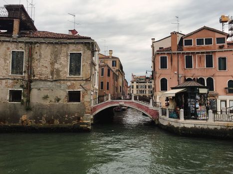 Views of the city river canals in Venice Italy in summer of europe. High quality photo