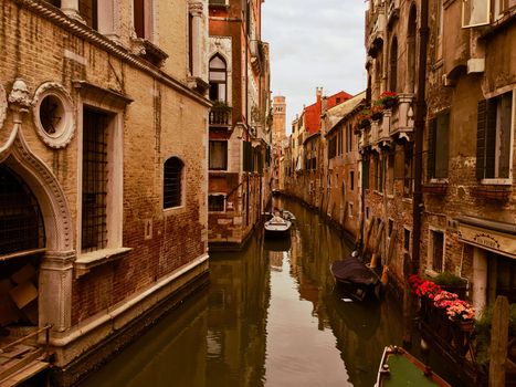 Views of the city river canals in Venice Italy in summer of europe. High quality photo