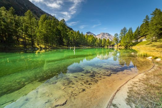 Alpine Lake Palpuogna at Albula Pass in Graubunden swiss alps, Grisons, Switzerland