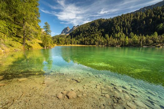 Alpine Lake Palpuogna at Albula Pass in Graubunden swiss alps, Grisons, Switzerland