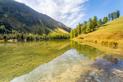 Alpine Lake Palpuogna at Albula Pass in Graubunden swiss alps, Grisons, Switzerland