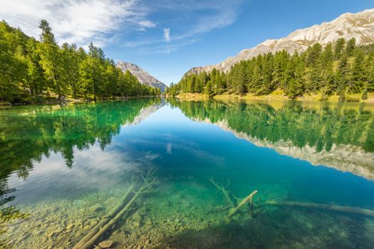 Alpine Lake Palpuogna at Albula Pass in Graubunden swiss alps, Grisons, Switzerland